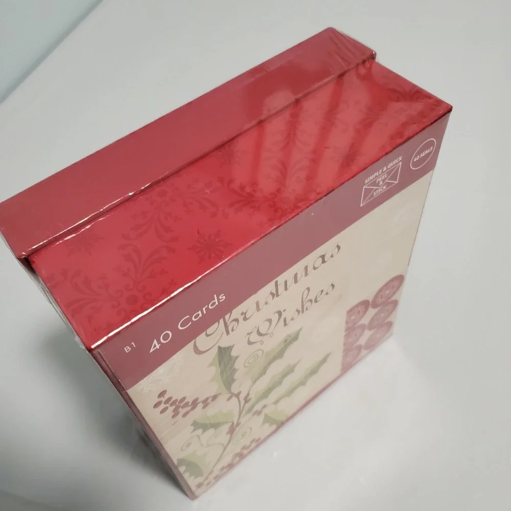 Christmas Cards and Envelopes 40 Holiday Cards Set Christmas Wishes for a warm